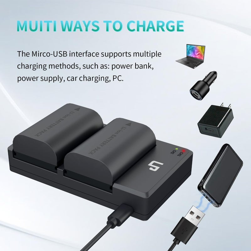 L & P -E6 E6N Battery Charger Pack, 2-Pack 2600mAh Battery & Dual Charger Compatible with Canon EOS R, R5, R6, 90D, 80D, 70D, 60D, 60DA, 5D Mark II, 6D, 6D Mark II, 7D, 7D Mark II, XC15, XC10 Cameras - Image 5